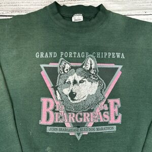 VTG 1994 Beargrease Sled Dog Race Crewneck Graphic Sweatshirt Pullover Green XXL